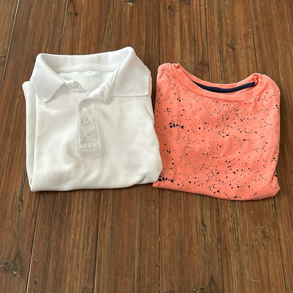 Boys T shirts age 4-5 and age 7 orange and white colour